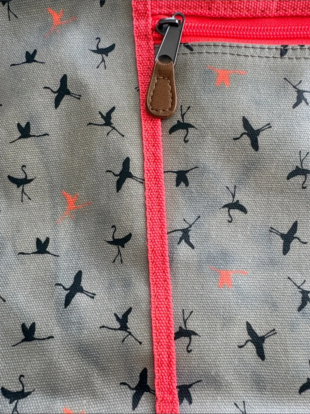 Kavu Tote Bag in Tan with Brown Straps and Coral Accents